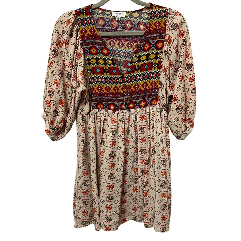 Umgee Women’s Top Size‎ Small Aztec Print Boho Artsy Loose Soft